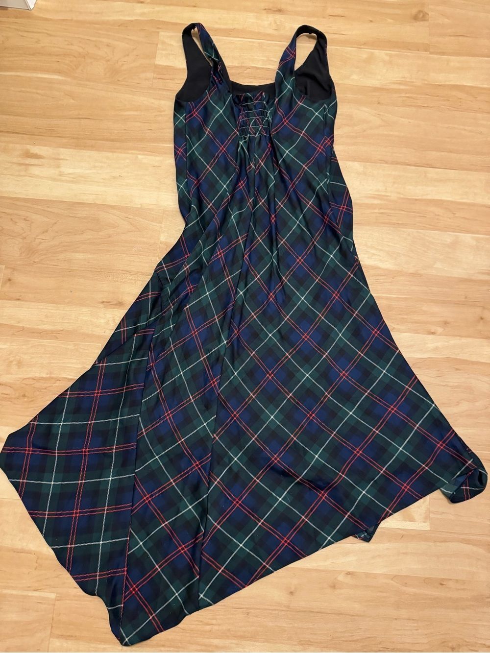 Lauren Ralph Lauren Tartan Sleeveless Asymmetrical Slip Dress Alterations Size 4 - Picture 3 of 7